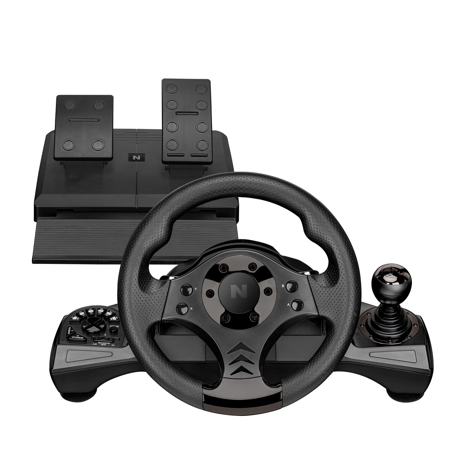 Nitho Drive PRO V16 Gaming Racing Wheel with Shifter and Floor Pedals - Multi-Format Compatibility - Realistic Driving Feedback - High-Quality Construction - Easy-Access Game Controls