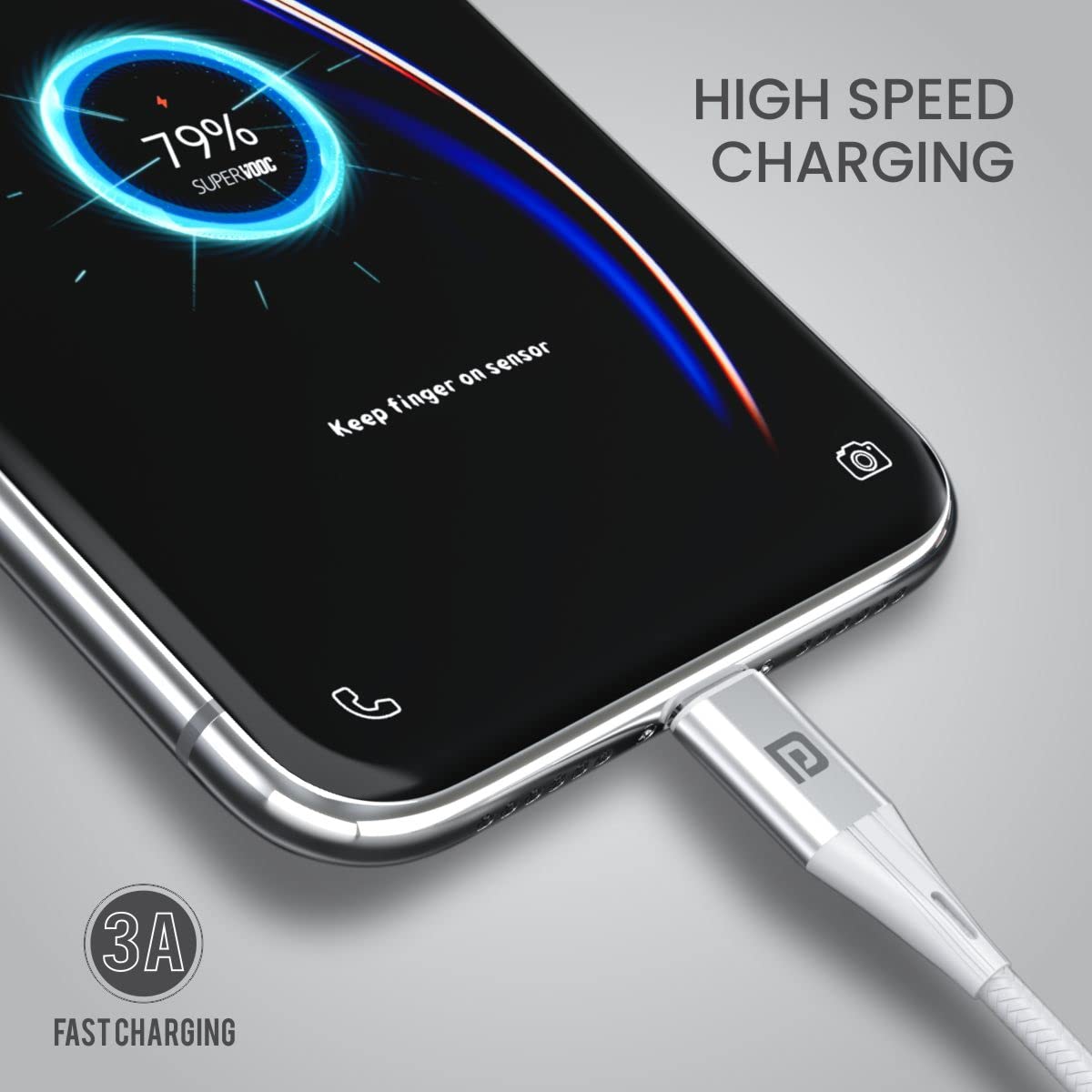 PORTRONICS Konnect B Plus 8 Pin USB Cable | Nylon Braided 8 Pin USB Cable With Metal Heads - | Buy Online at Shwetha Computers