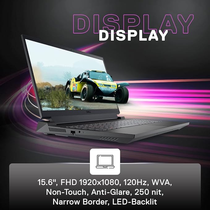 Dell G15-5530 Gaming Laptop, Intel Core i5-13450HX Processor, 16GB DDR5, 512GB SSD,NVIDIA RTX 3050,6GB GDDR6, 15.6" FHD, GN5530D83M6002ORB1