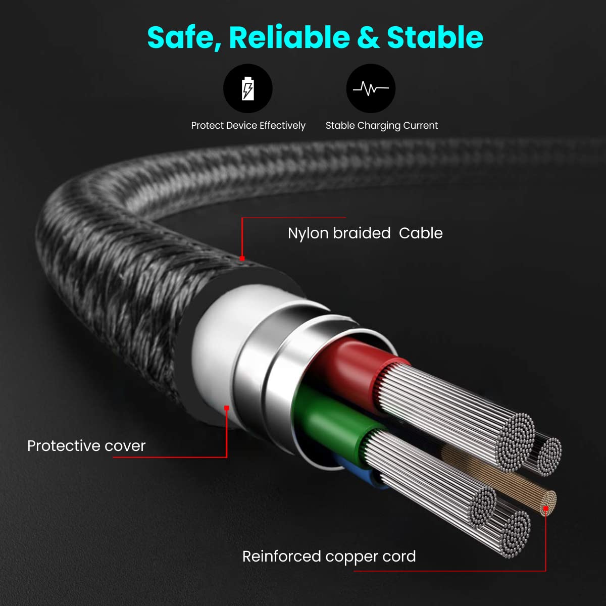 PORTRONICS Konnect L1 Type C to 8Pine | Nylon braided | quick data transfer | Type-C | Tangle free - | Buy Online at Shwetha Computers