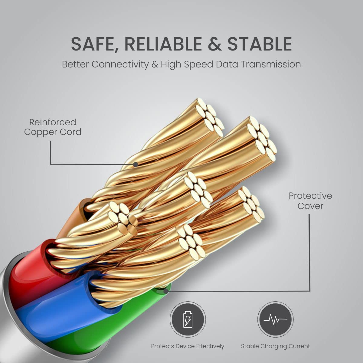PORTRONICS Konnect B Plus 8 Pin USB Cable | Nylon Braided 8 Pin USB Cable With Metal Heads - | Buy Online at Shwetha Computers