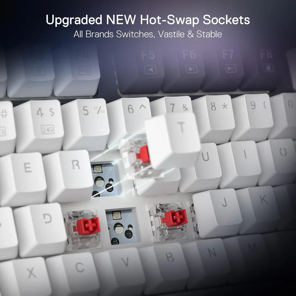 Redragon K673 UCAL Pro Bluetooth/2.4Ghz/White and Black Keyboard (Red Switch)