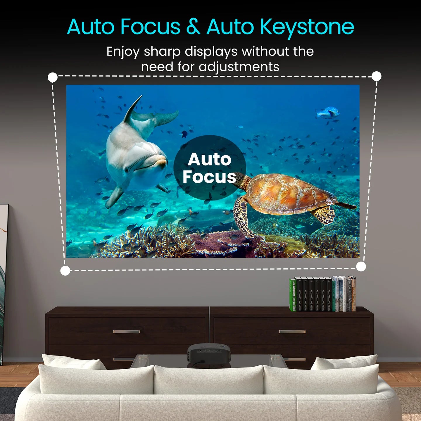 PORTRONICS Beem 490 6000 Lumens Smart Led Projector | Streaming Apps | 1080p Full HD | 6000 Lumens | 5W Speaker