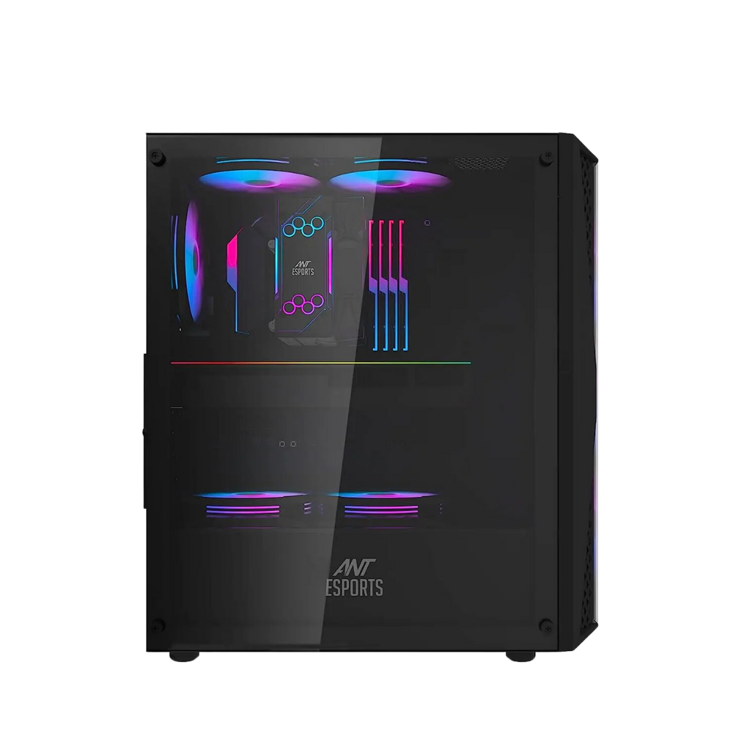 Ant Esports Chassis 220 Air Black - ATX/M-ATX/ITX, 340mm VGA, 160mm CPU, 3 Front Fans, 1 Rare Fan, 3.5Inch x2, 2.5Inch x2, 240/280/360mm Liquid Cooling Support, USB 3.0, 1 Year Warranty