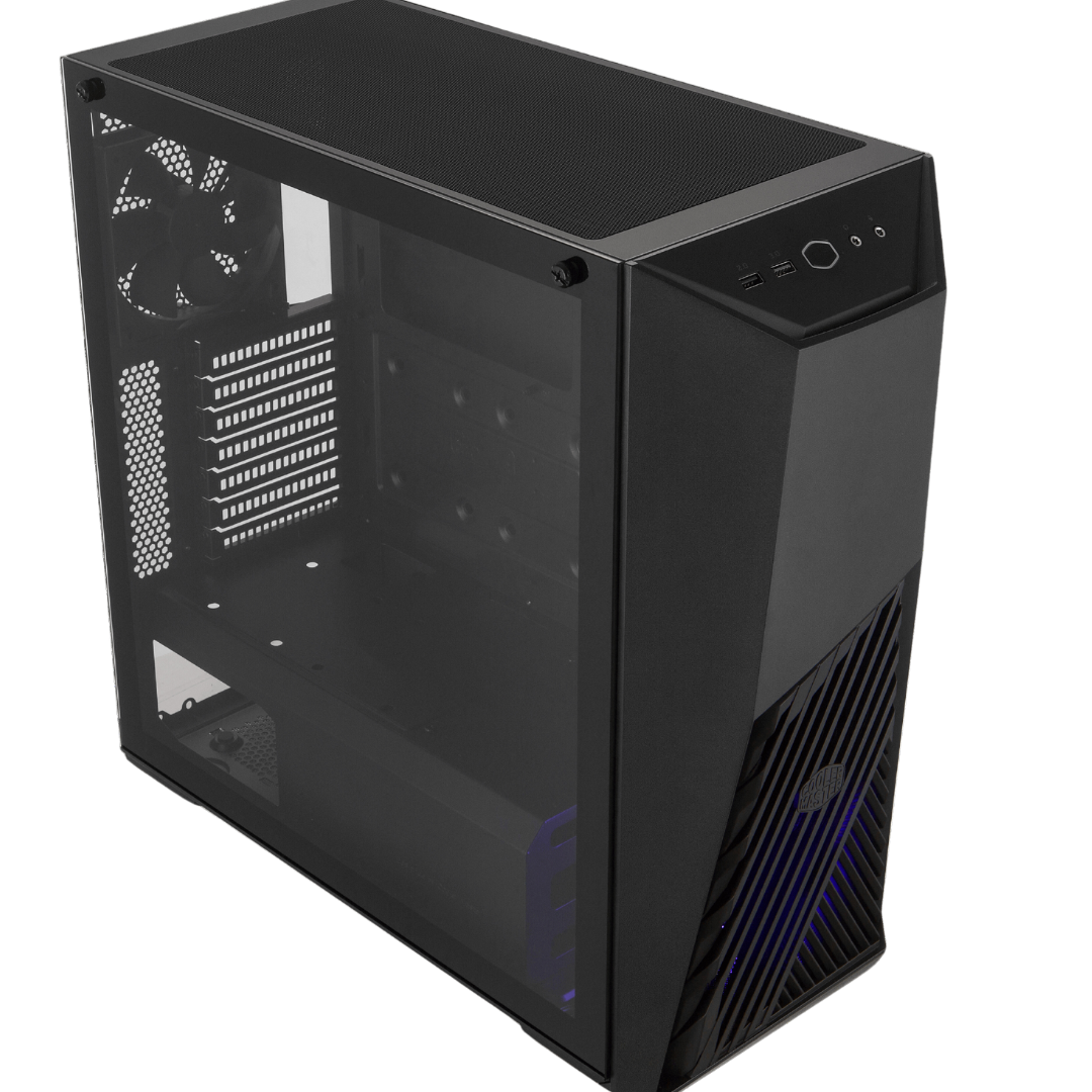 Cooler Master Masterbox K501L Mid Tower Cabinet - Black Steel, Acrylic Panel, 4x 2.5" Drive Bays, 3x 120mm Fans, ATX Support