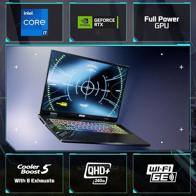 MSI Crosshair 16 HX Gaming Laptop Intel Core i7-14650HX Processor, NVIDIA GeForce RTX 4060, 8x2GB, 1TB SSD, 16" QHD+, 16 HX D14VFKG-452IN - | Buy Online at Shwetha Computers