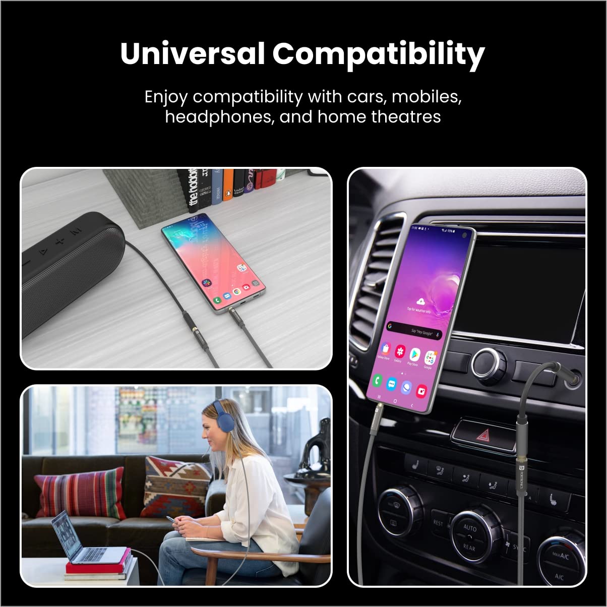 PORTRONICS Konnect Aux 8 High Quality Male to Female Aux Cable | nylon Braided | Universal Compatible | No Tangle | Metal Heads - | Buy Online at Shwetha Computers