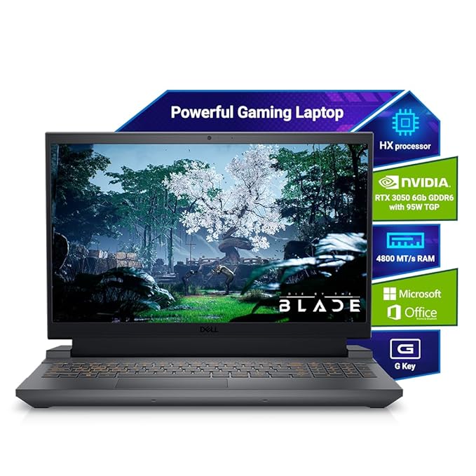 Dell G15-5530 Gaming Laptop, Intel Core i5-13450HX Processor, 16GB DDR5, 512GB SSD,NVIDIA RTX 3050,6GB GDDR6, 15.6" FHD, GN5530D83M6002ORB1