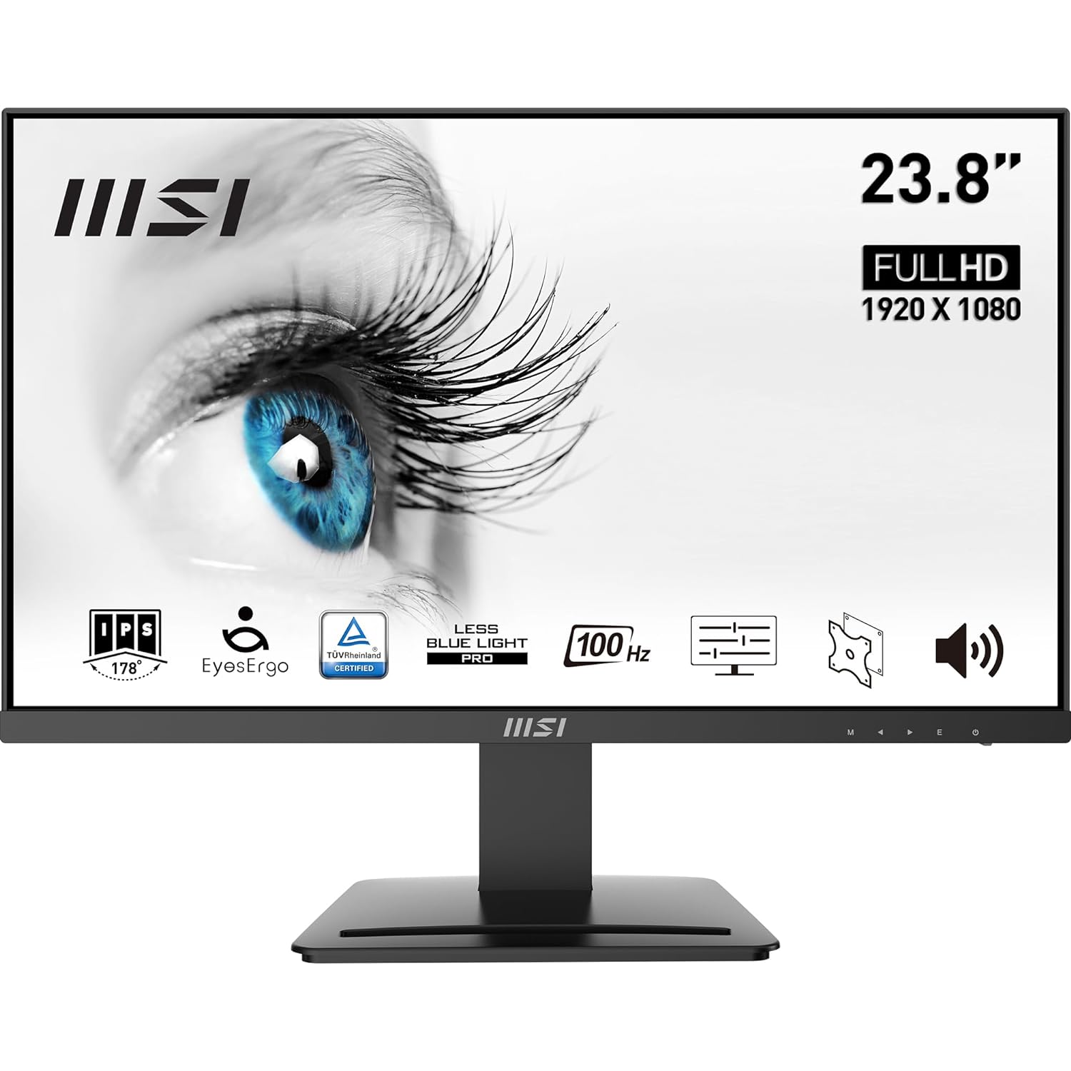 MSI PRO MP243X W 23.8" FHD Monitor 100Hz 1ms IPS Panel Anti-glare HDMI/DP VESA Mounting