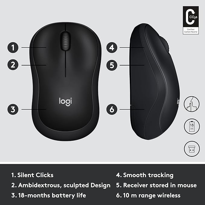 Logitech M220 Silent Black Wireless Mouse