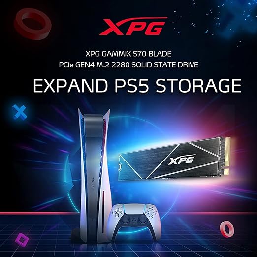 Adata XPG Gammix S70 Blade 2TB M.2 NVMe Gen4 Internal SSD Compatible with PC, Laptop and Play Station 5 AGAMMIXS70B-2T-CS