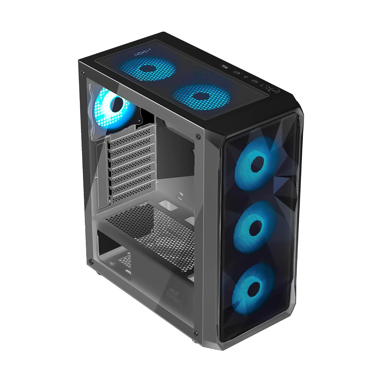 Ant Esports ICE-112 Black Gaming Cabinet - ATX/Micro-ATX/ITX, 3 Front Fans, 340mm VGA Card Length
