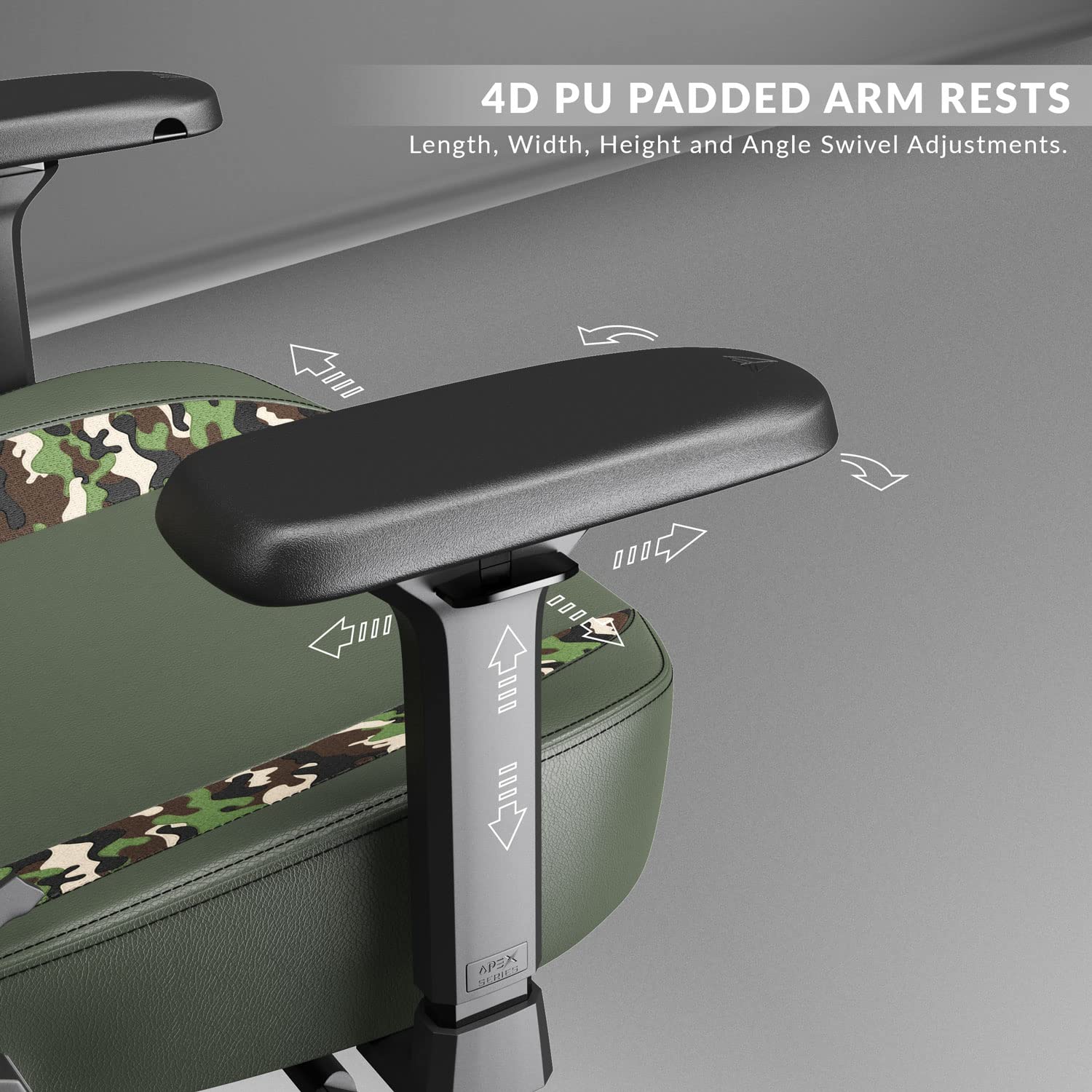CYBEART Forest Camo Gaming Office Chair 4D Armrest Inbuilt Lumbar Support Supreme PU Leather, Ergonomic, Recline & Tilt