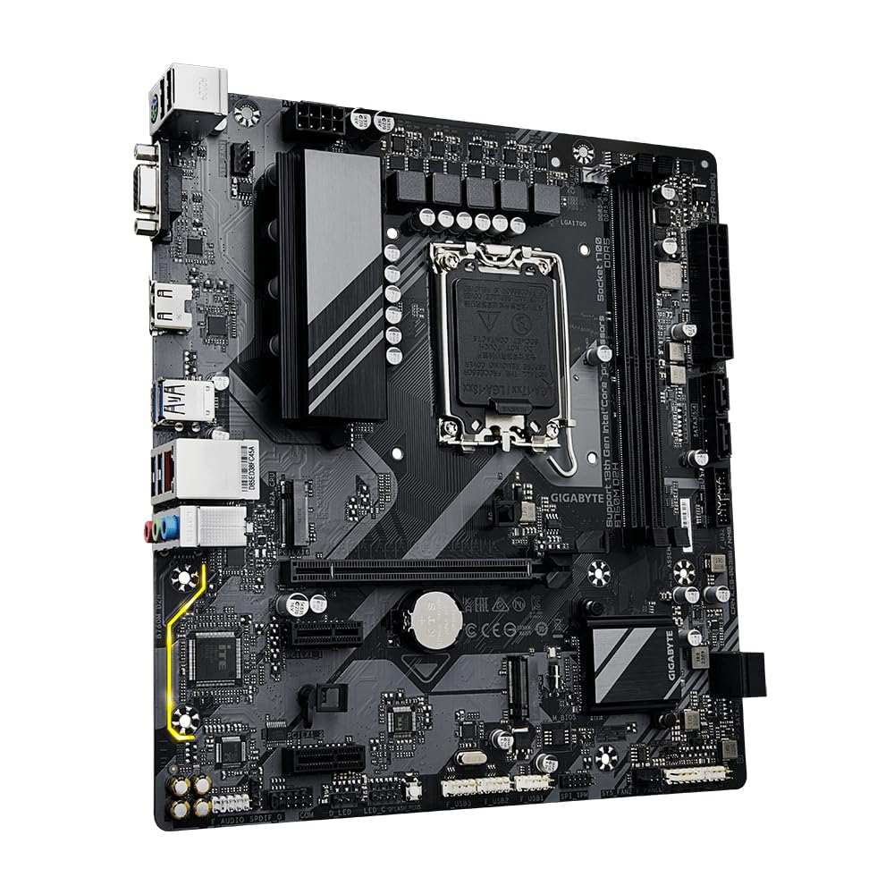 Gigabyte B760M D2H Micro ATX Motherboard for 12th, 13th, and 14th Gen Intel CPUs, DDR4 5333(O.C.), 2.5GbE LAN, PCIe 4.0, HDMI 2.1
