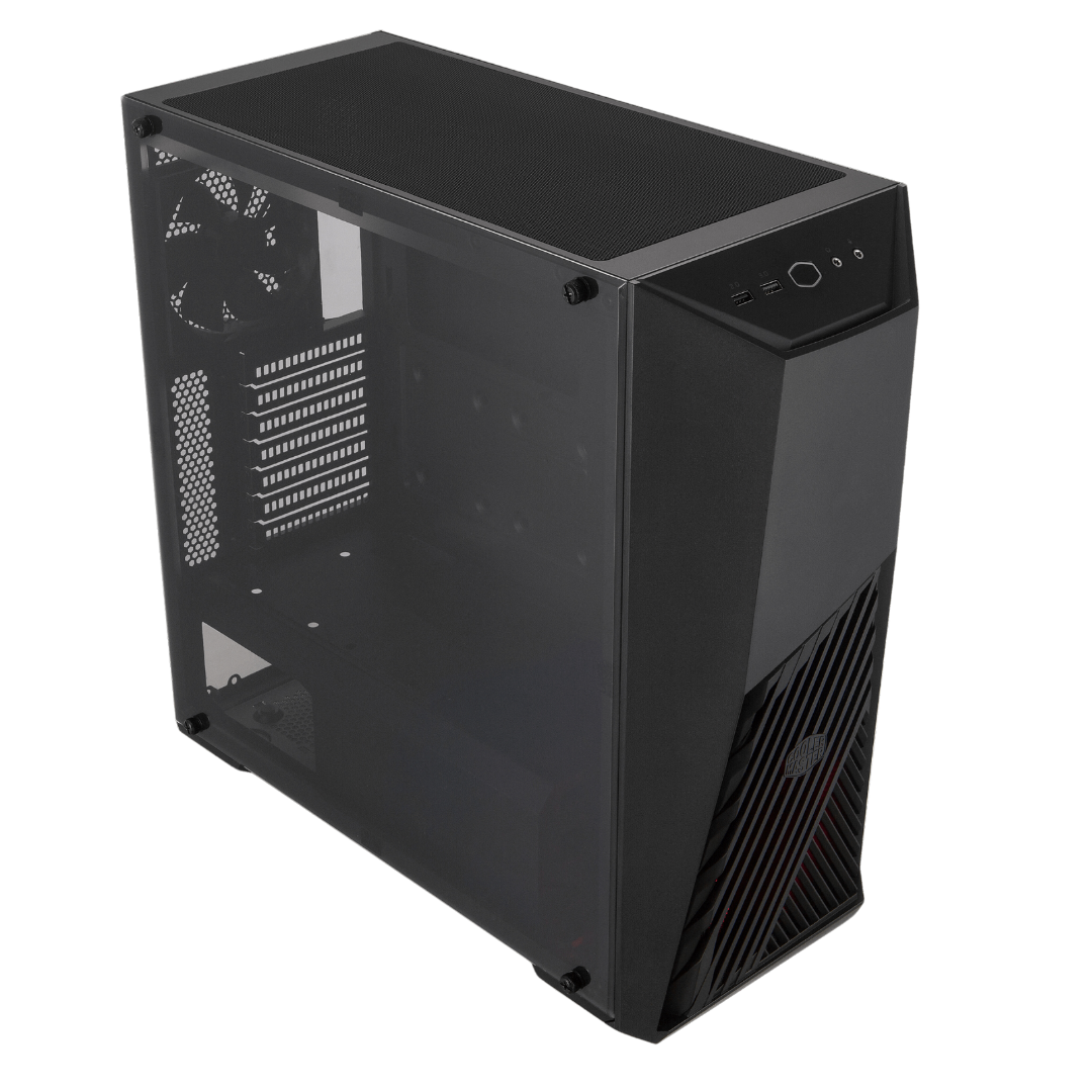 Cooler Master Masterbox K501L Mid Tower Cabinet - Black Steel, Acrylic Panel, 4x 2.5" Drive Bays, 3x 120mm Fans, ATX Support