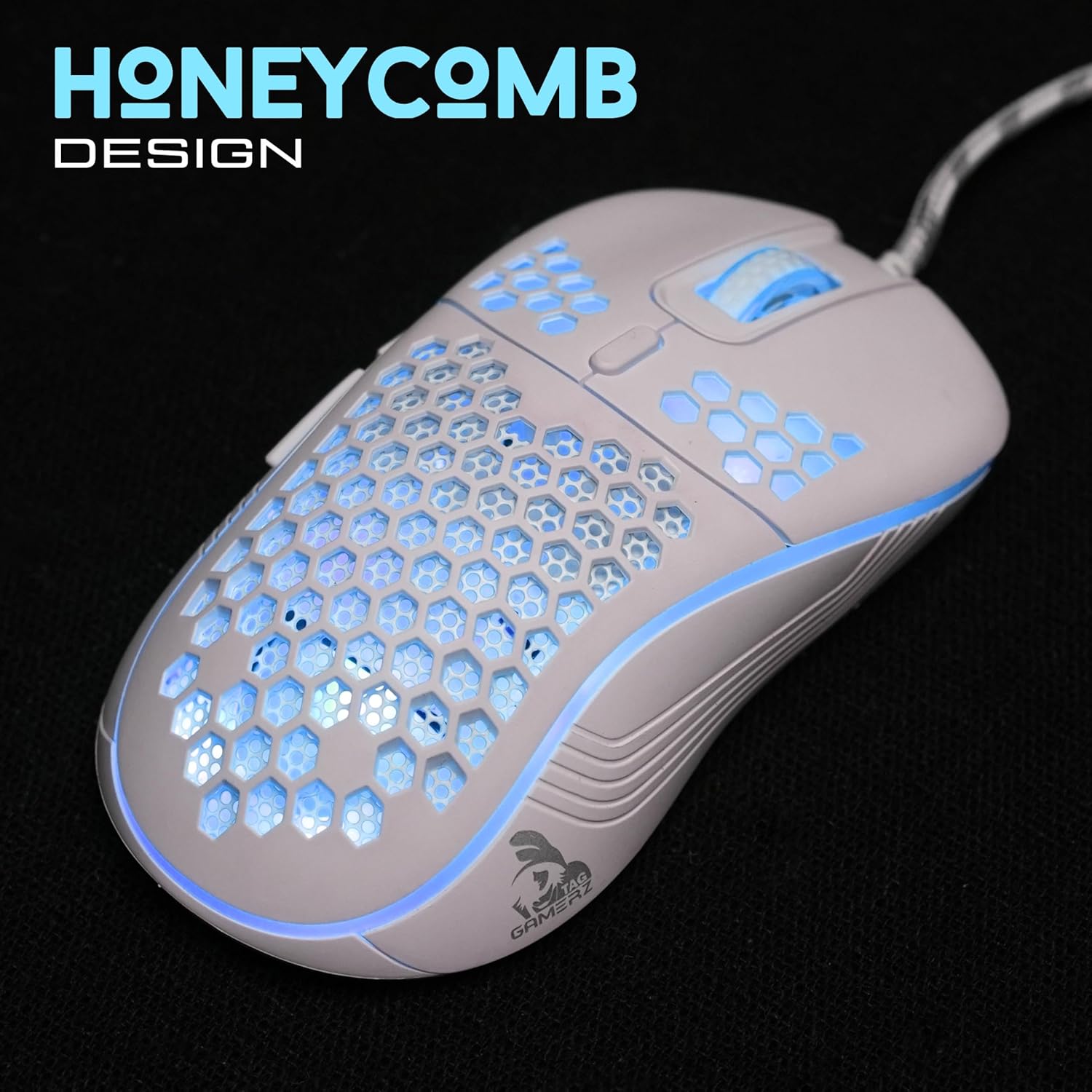 TAG Gamerz Fusion RGB Honeycomb Gaming Mouse White Edition