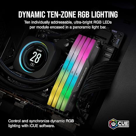 CORSAIR VENGEANCE RGB DDR5 32GB (2x16GB) DDR5 6000MHz CL36 AMD EXPO Intel XMP iCUE Compatible Computer Memory – Gray