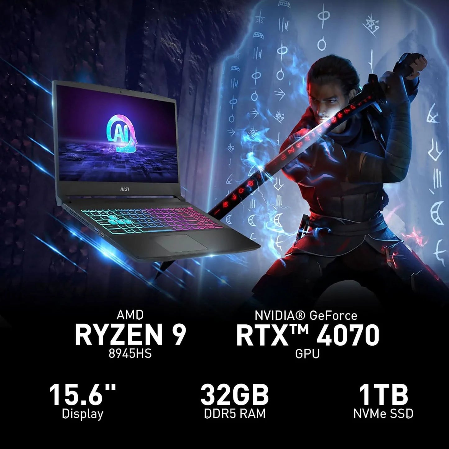 MSI Katana A15 AI Gaming Laptop Ryzen 7 8845HS processor, RTX 4050, 8x2GB, 1TB SSD, 15.6" FHD, A15 AI B8VE-628IN - | Buy Online at Shwetha Computers