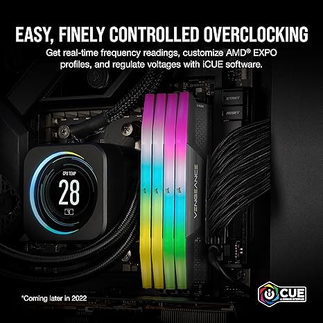 CORSAIR VENGEANCE RGB DDR5 32GB (2x16GB) DDR5 6000MHz CL36 AMD EXPO Intel XMP iCUE Compatible Computer Memory – Gray