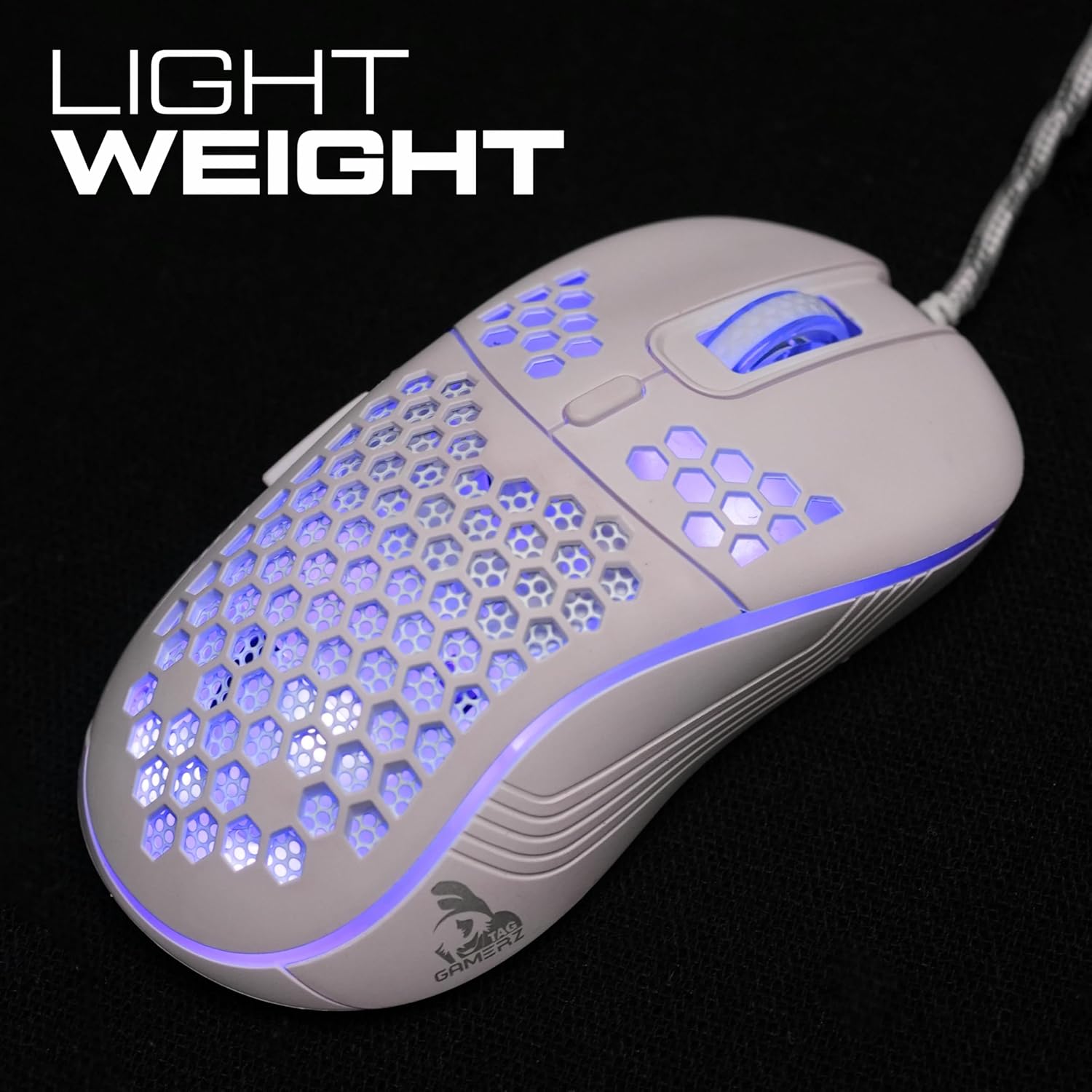 TAG Gamerz Fusion RGB Honeycomb Gaming Mouse White Edition