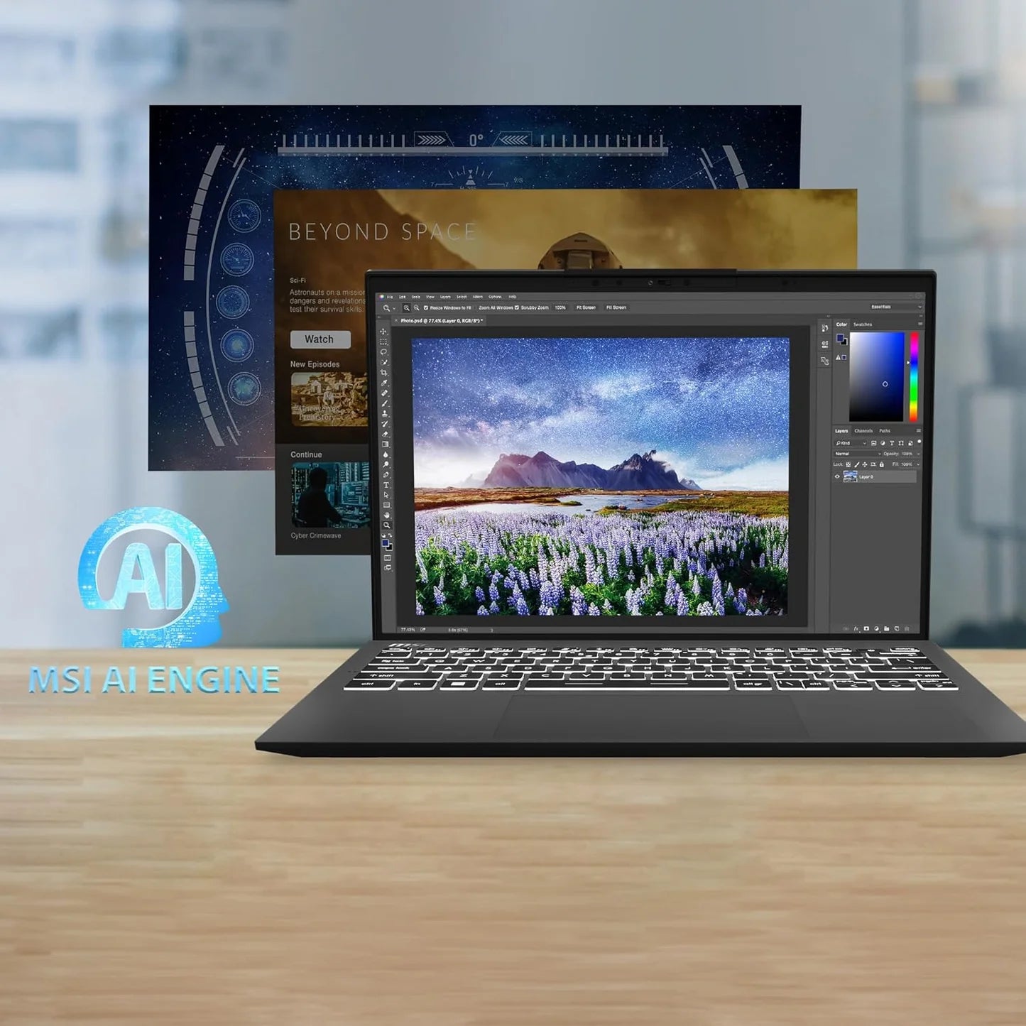 MSI Prestige 13 AI Gaming Laptop Intel Core Ultra 5-125H processor, Intel Arc Graphics, 16GB, 1TB SSD, 13.3