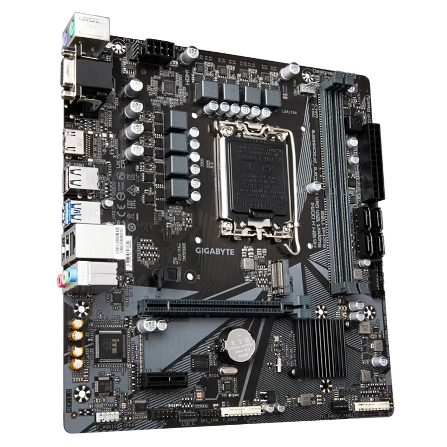 Gigabyte H610M H DDR4 Micro ATX Motherboard LGA1700 Intel 14th, 13th, and 12th Gen CPU Support, DDR4 3200MHz, PCIe 4.0 x16 Slot, USB 3.2 Gen 1, 4x SATA 6Gb/s Slots, Windows 11 Compatible
