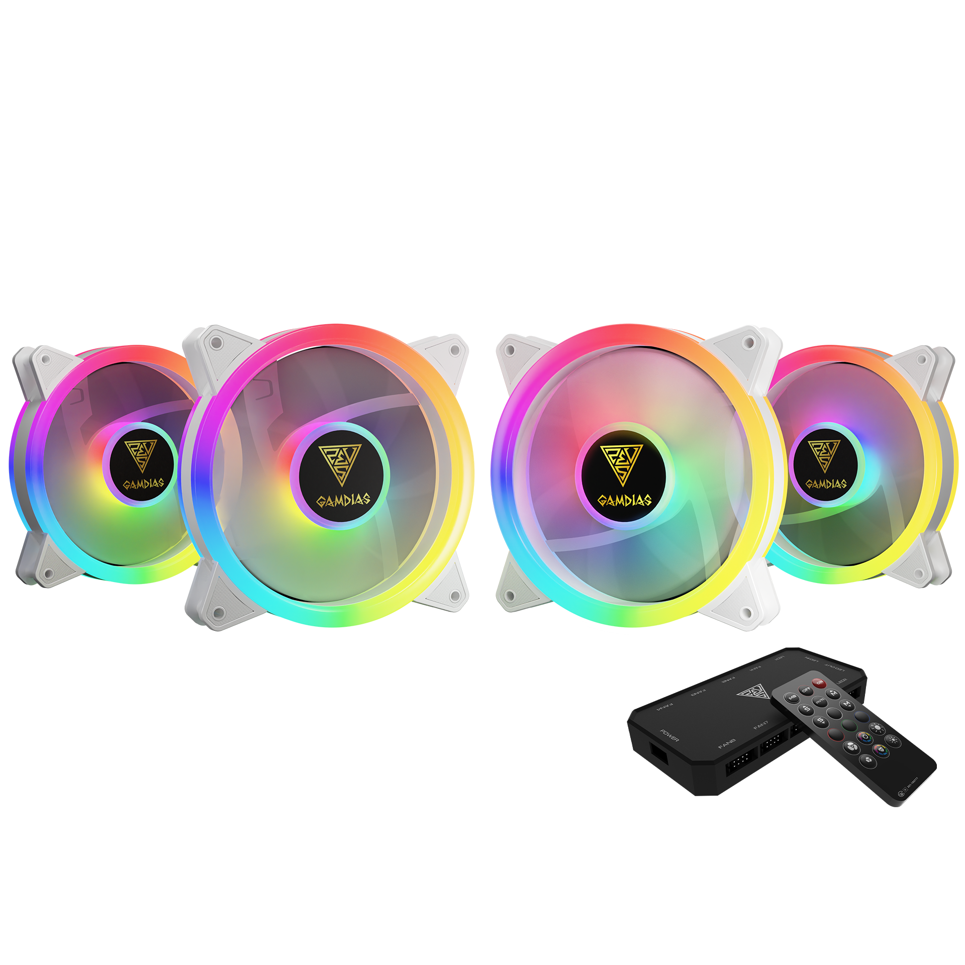 GAMDIAS AELOUS M2-1240R WHITE 4 Case Fan Kit