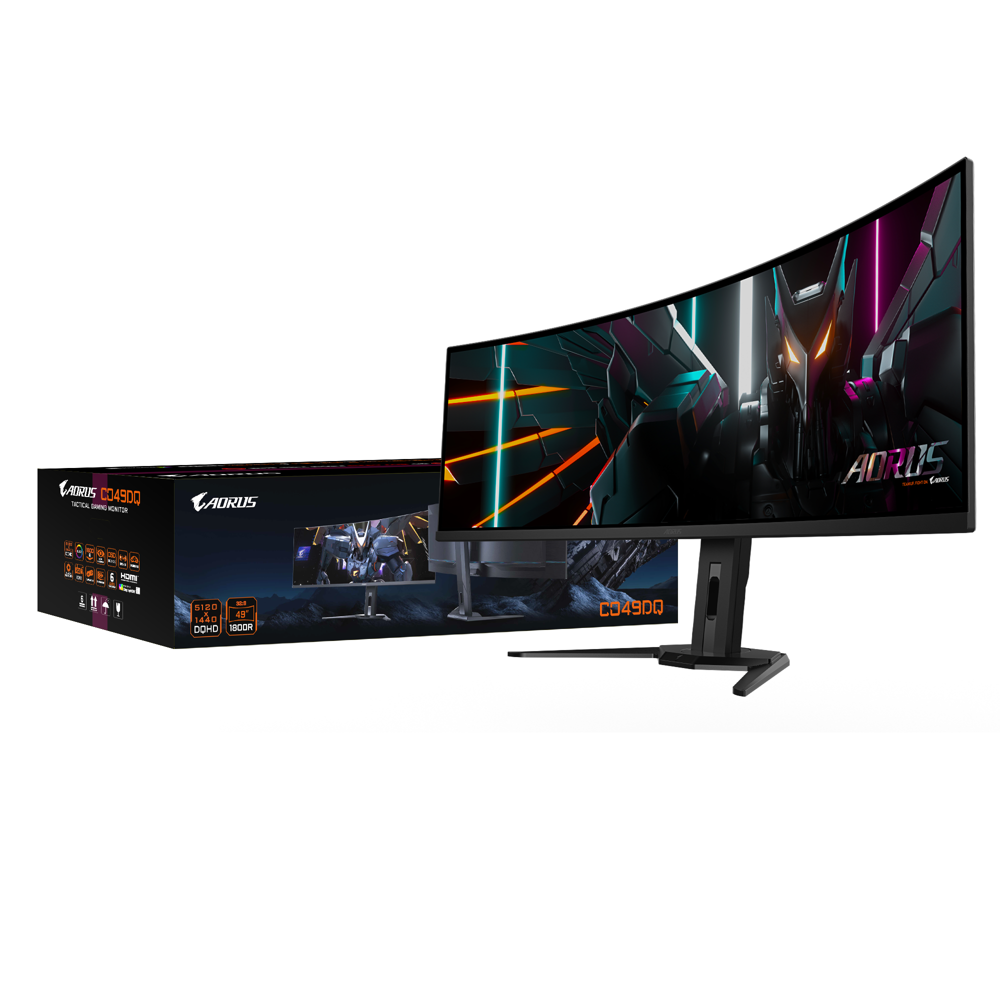 GIGABYTE - AORUS CO49DQ - 49" QD OLED - 5120x1440 DQHD 32:9-1800R - 144Hz - 0.03ms GTG - AMD FreeSync Premium Pro - Super Ultrawide - KVM - HDMI, DP, Type C - Height Adjustable - Black