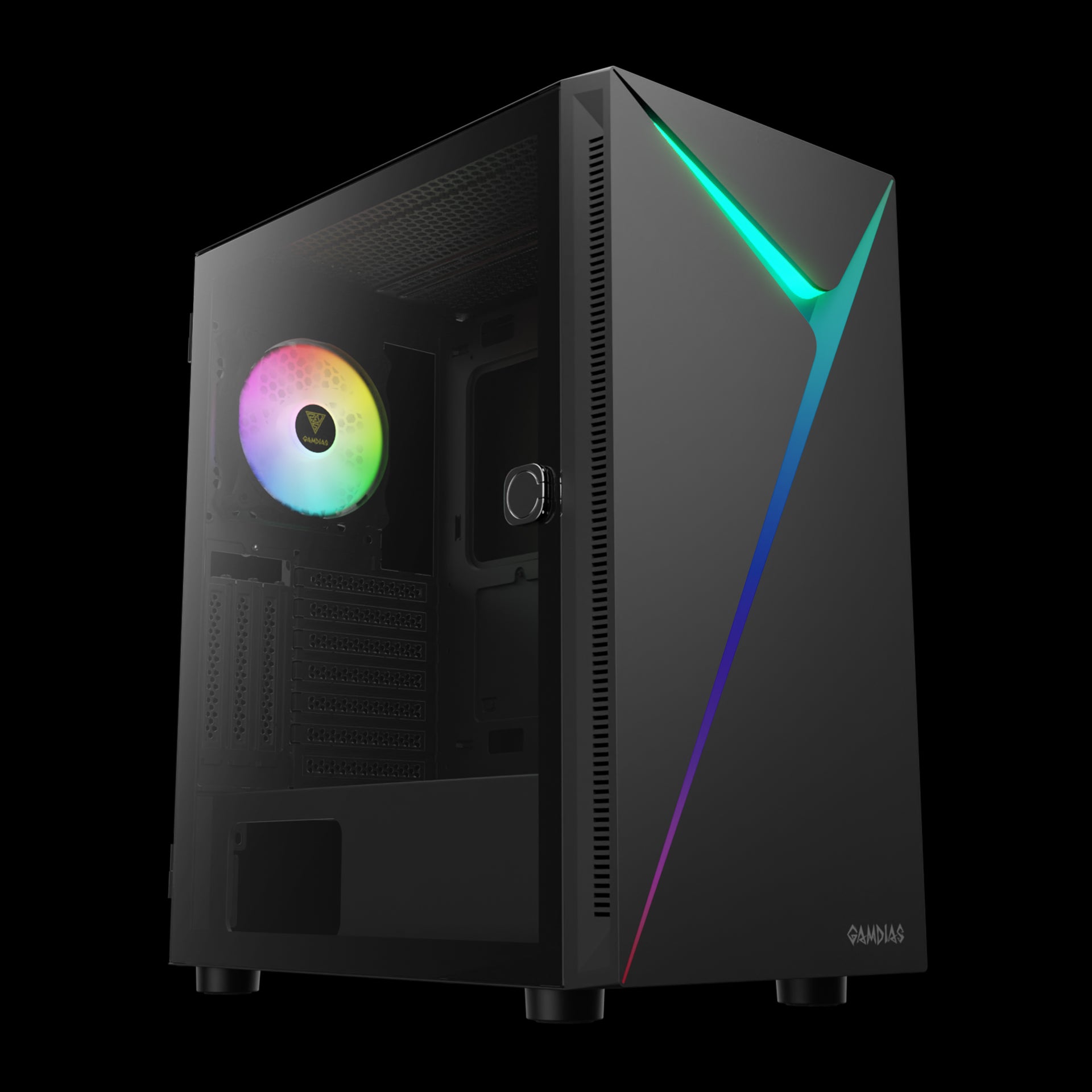 GAMDIAS ARGUS E4 Elite Black Mid Tower Case with ARGB & Tempered Glass