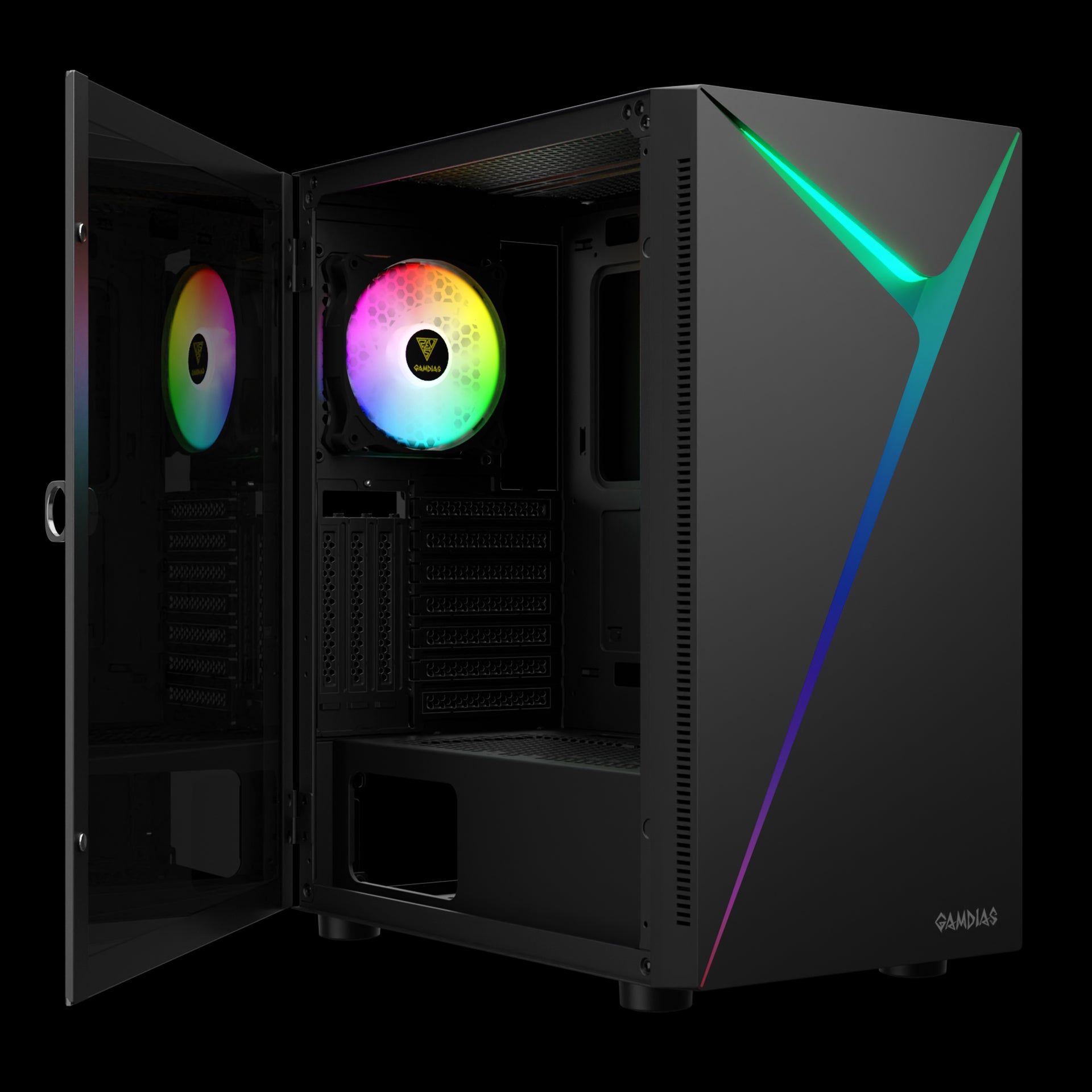 GAMDIAS ARGUS E4 Elite Black Mid Tower Case with ARGB & Tempered Glass