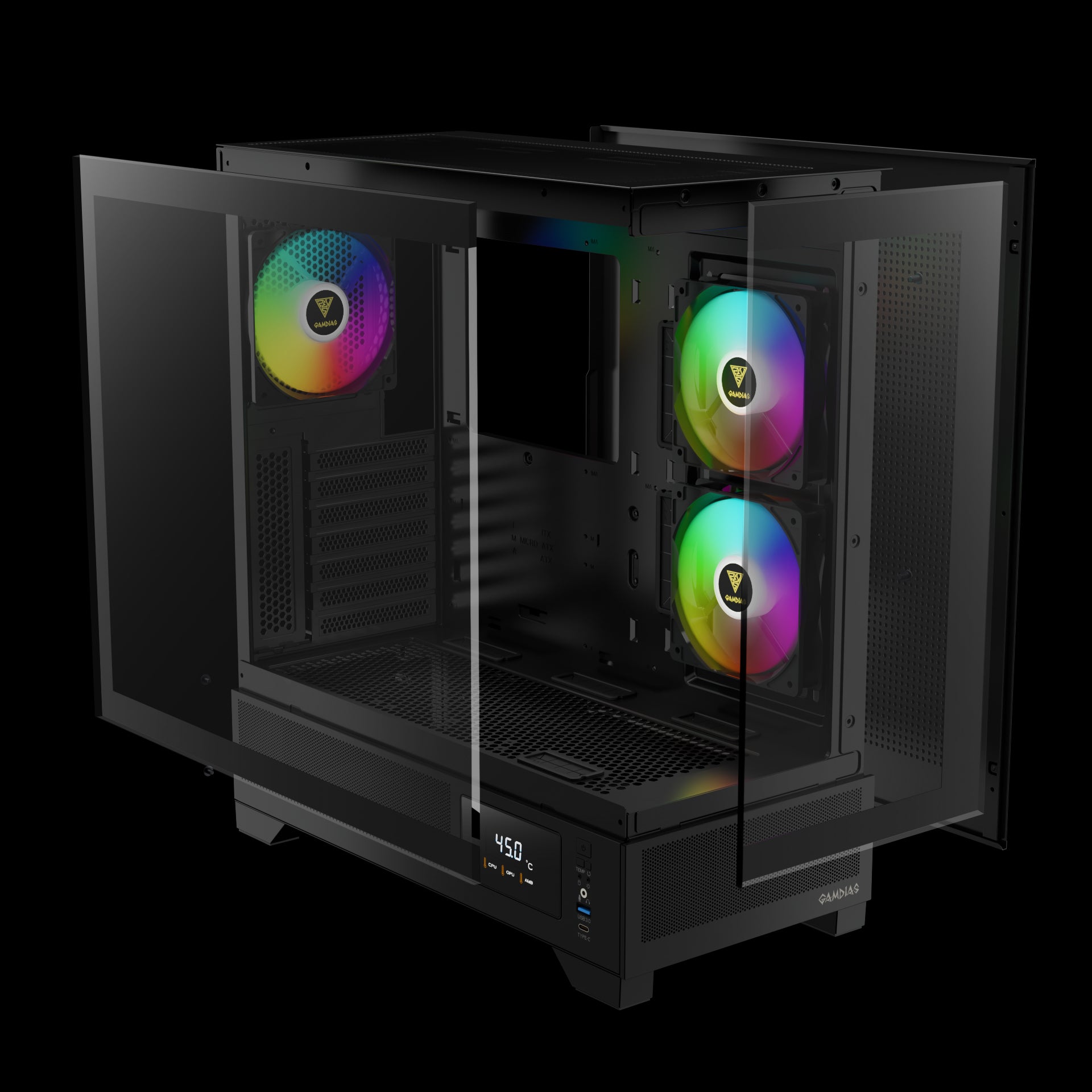 GAMDIAS ATLAS M1 ARGB Mid Tower Case with Side & Rear Fans