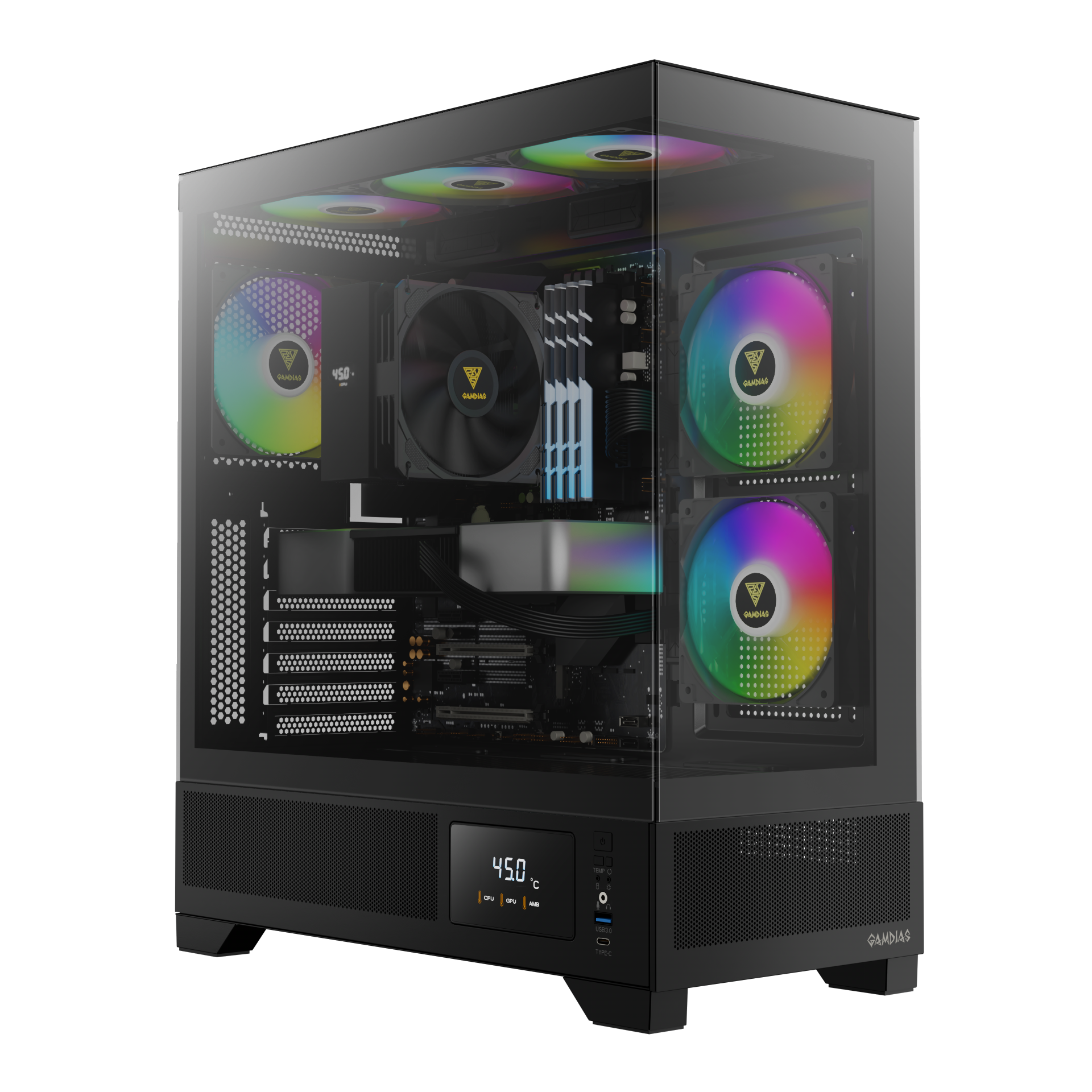 GAMDIAS ATLAS M1 ARGB Mid Tower Case with Side & Rear Fans