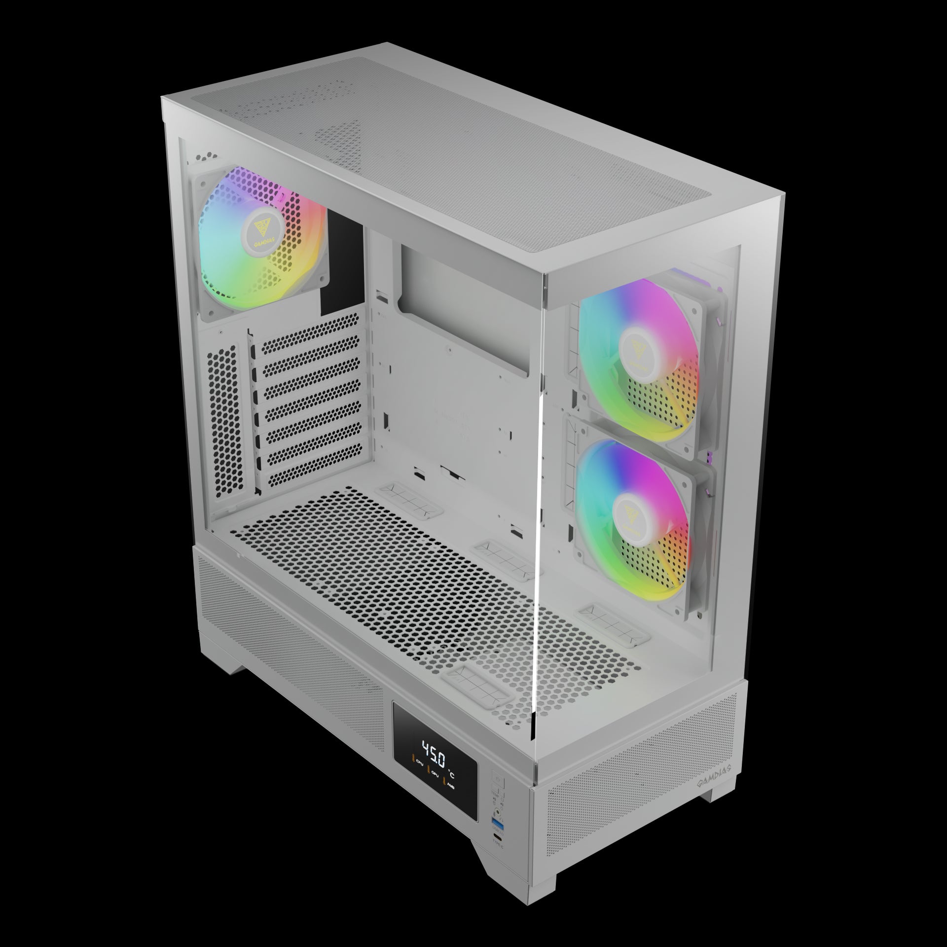 GAMDIAS ATLAS M1 WH White ARGB Mid Tower Case with Side & Rear Fans