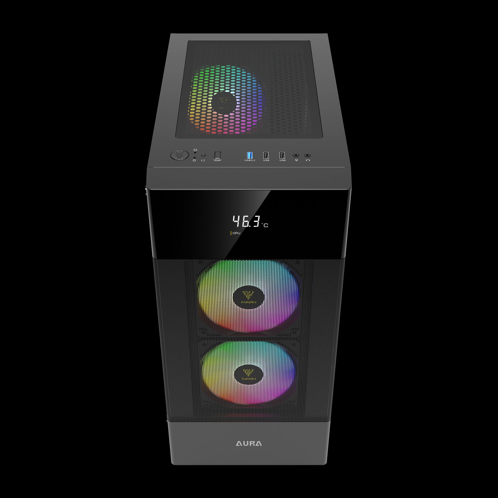 GAMDIAS AURA GC5 Black ARGB Mid Tower Cabinet with Digital Front Display