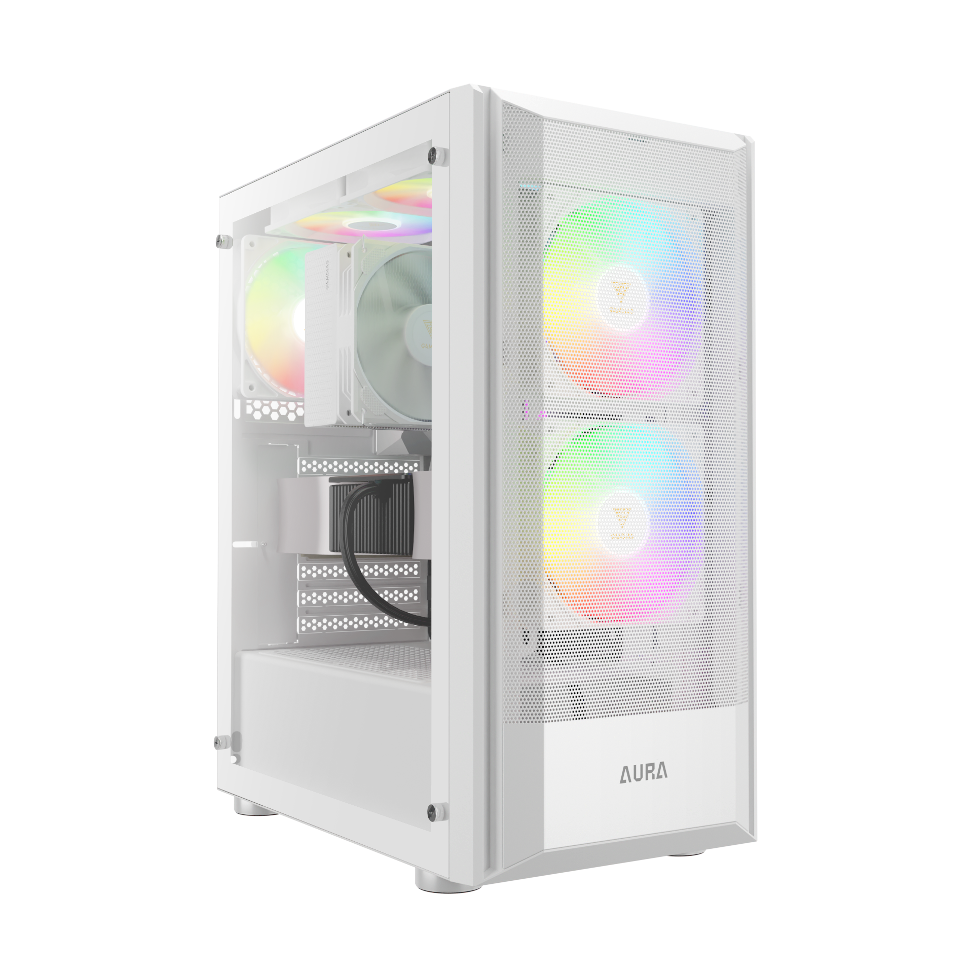 GAMDIAS AURA GC6 WH ARGB  Mid Tower Gaming Case with Front Mesh & Pre installed Fans