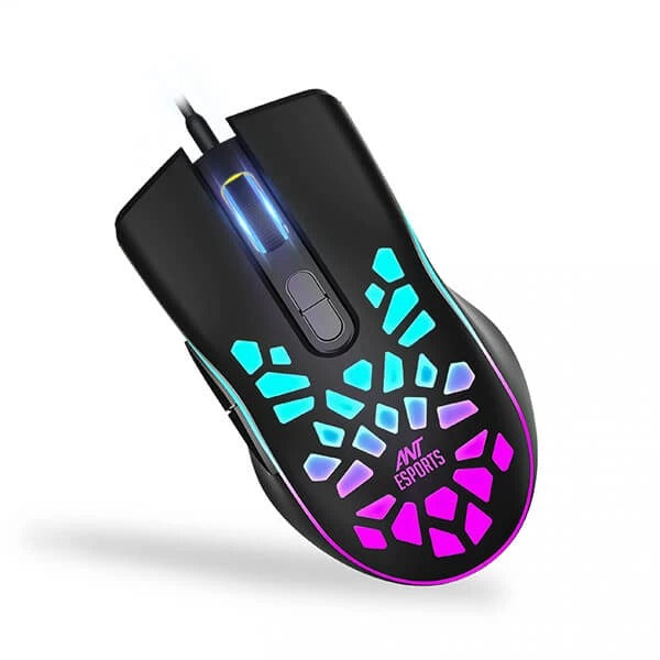 ANT ESPORTS GM80 Wired Optical Gaming Mouse - Black 3600 DPI RGB USB 1 Year Warranty