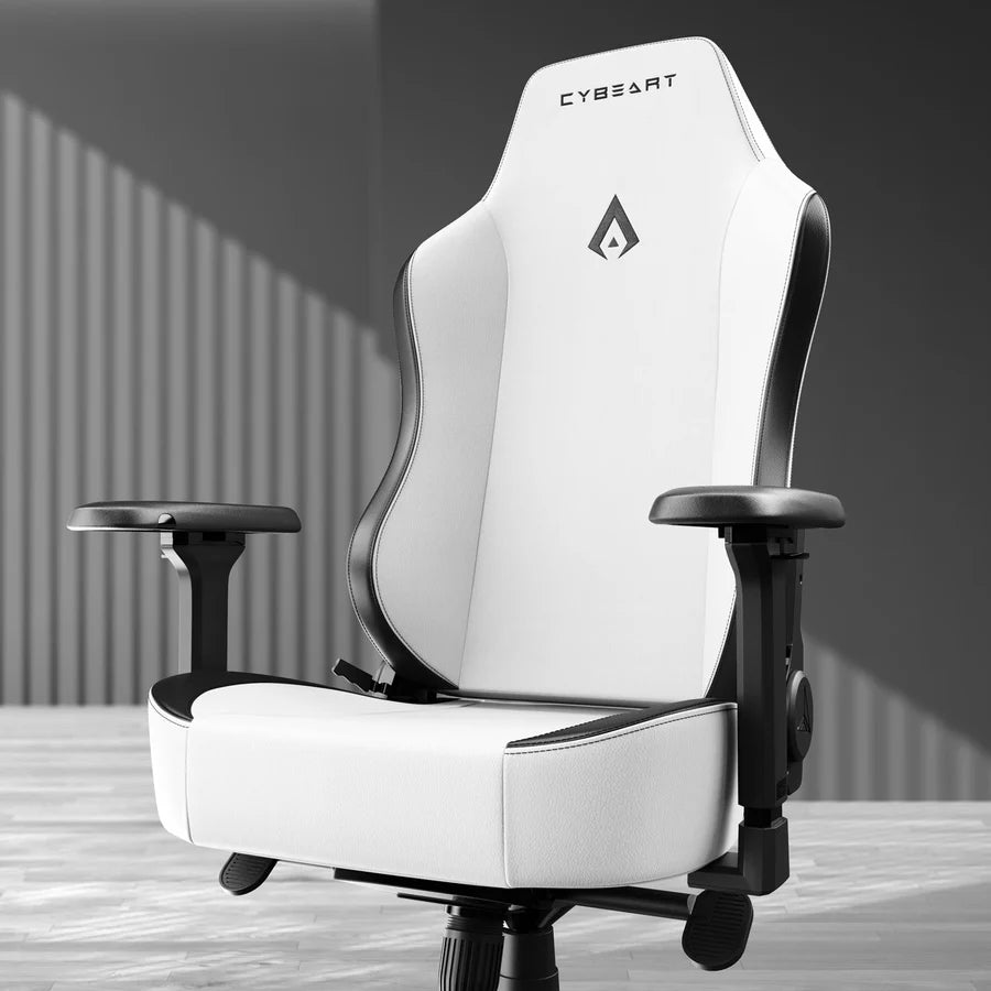 CYBEART Arctic White Gaming Office Chair 4D Armrest Inbuilt Lumbar Support Supreme PU Leather, Ergonomic, Recline & Tilt
