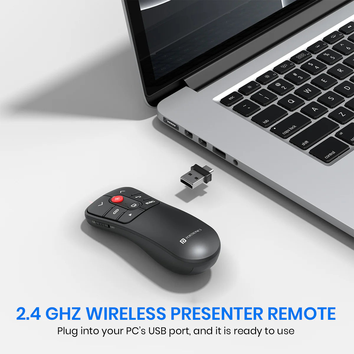 PORTRONICS Slide Mate 2.4 GHZ Multifunction Wireless Presenter | 30m Wireless Range | Red Laser Pointer | Wide Compatibility | Ergonomic & Portable Design - | Buy Online at Shwetha Computers