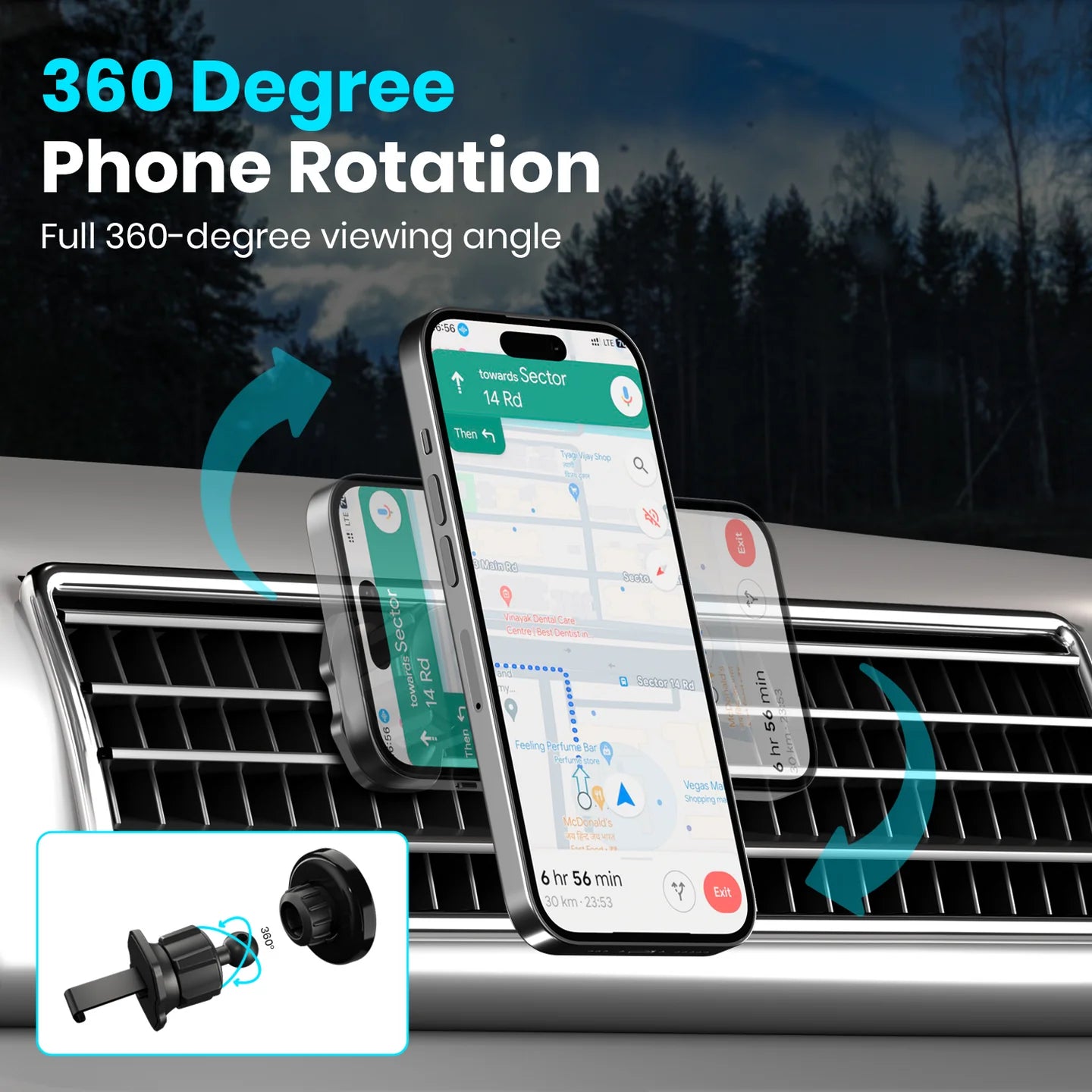 PORTRONICS Mogun 4 Magnetic Mobile Holder | AC Vent Mount | For MagSafe Phones | Magnetic Grip | Durable Build