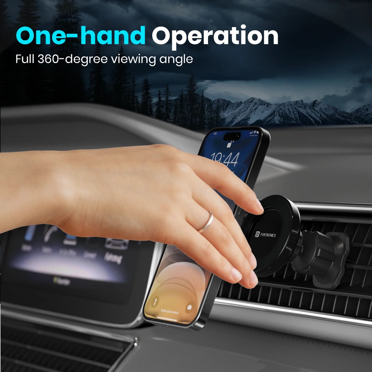 PORTRONICS Mogun 4 Magnetic Mobile Holder | AC Vent Mount | For MagSafe Phones | Magnetic Grip | Durable Build