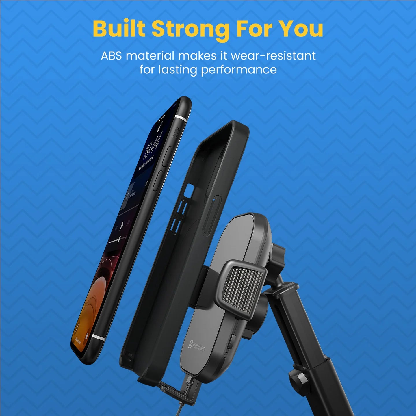 PORTRONICS Charge Clamp 3 15w Mobile Holder with Wireless Charging | 15-Watt Qi Charging | Type-C Input | LED display light | Sturdy & Secure Grip