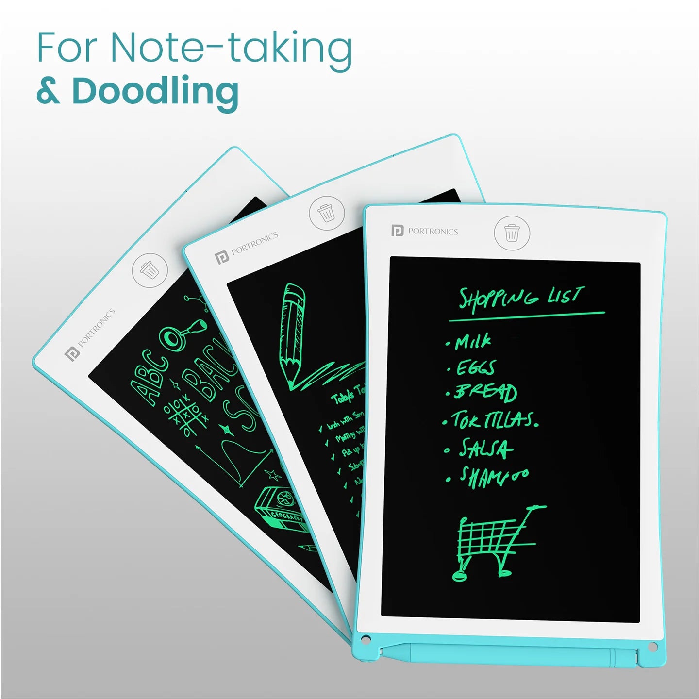 PORTRONICS Ruffpad 8.5 " Re-Writable LCD PAD | Green Colour LCD | One-Press Erase | 8.5 Inches Screen | Erase Lock Switch - | Buy Online at Shwetha Computers
