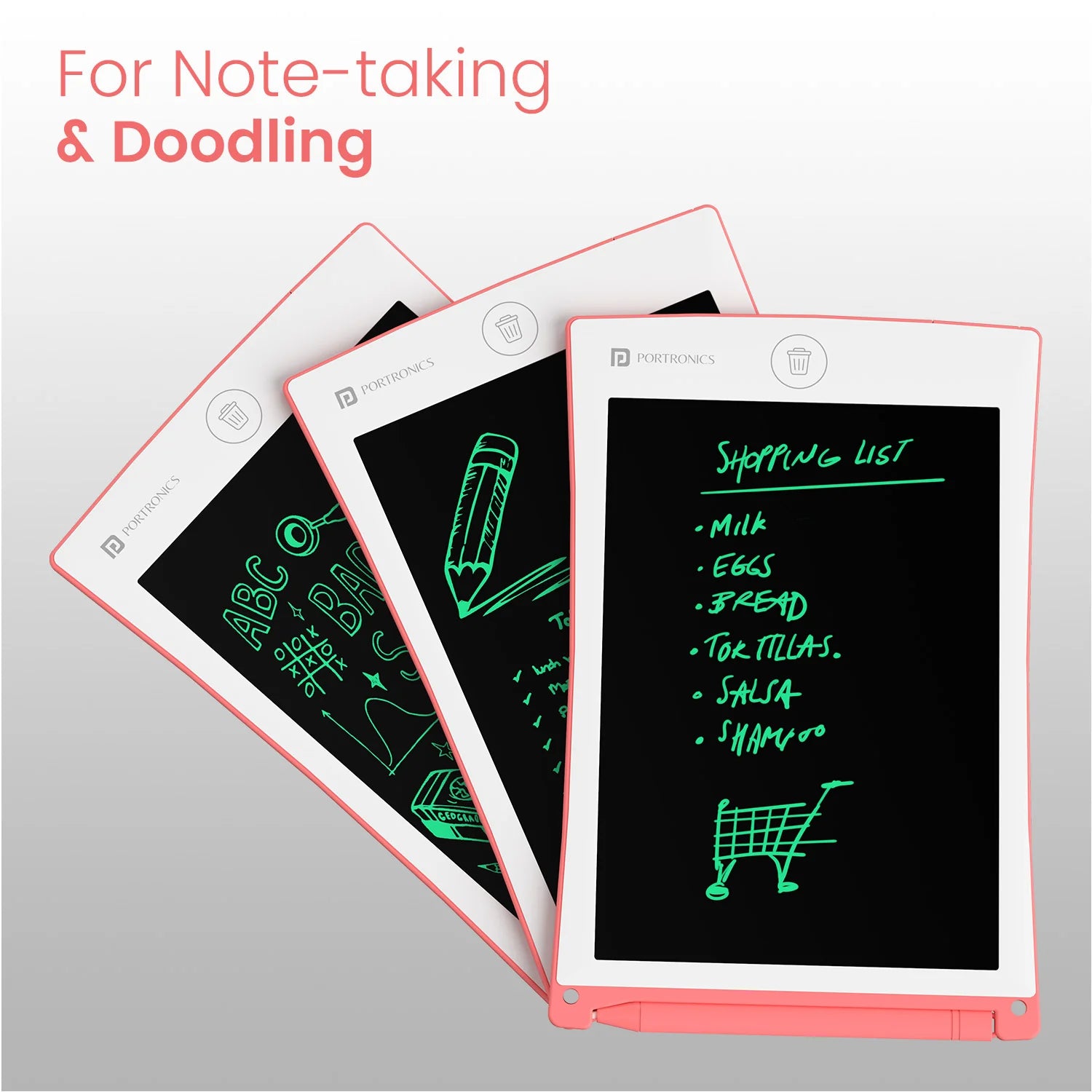 PORTRONICS Ruffpad 8.5 " Re-Writable LCD PAD | Green Colour LCD | One-Press Erase | 8.5 Inches Screen | Erase Lock Switch - | Buy Online at Shwetha Computers