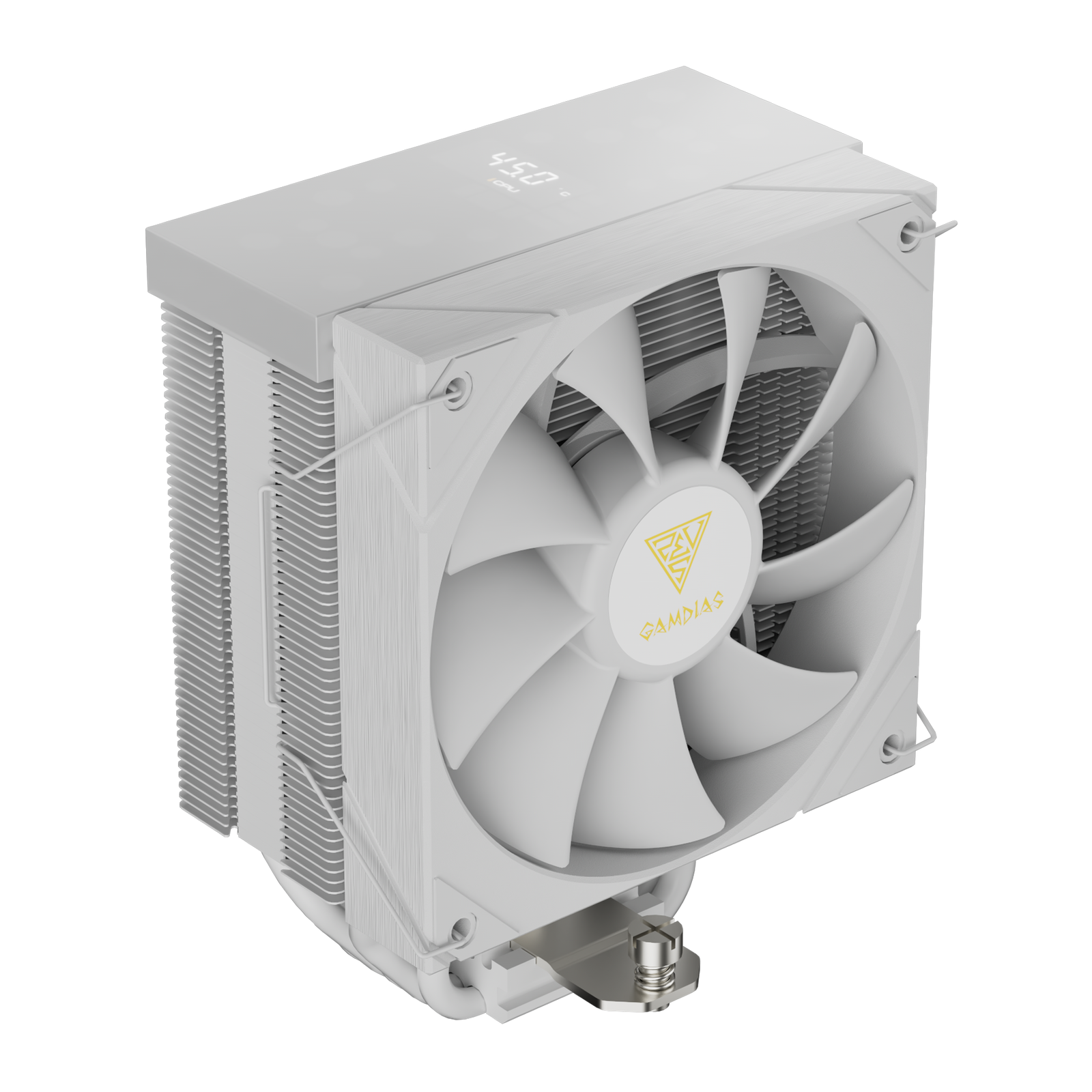GAMDIAS BOREAS M2-51D WH White-120mm CPU Air Cooler with Digital Display & 5 Copper Heat Pipes