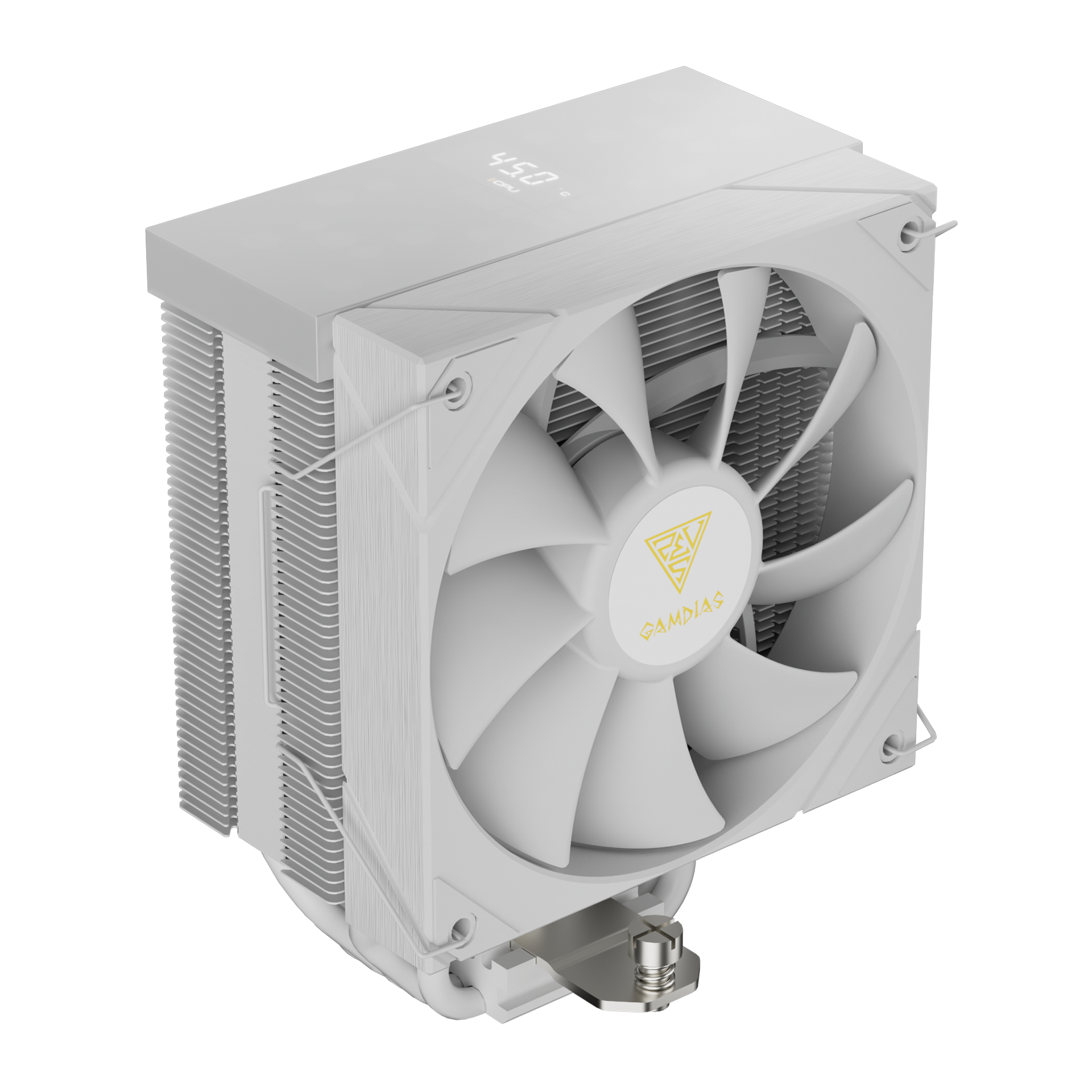 GAMDIAS BOREAS M2-51D WH White-120mm CPU Air Cooler with Digital Display & 5 Copper Heat Pipes