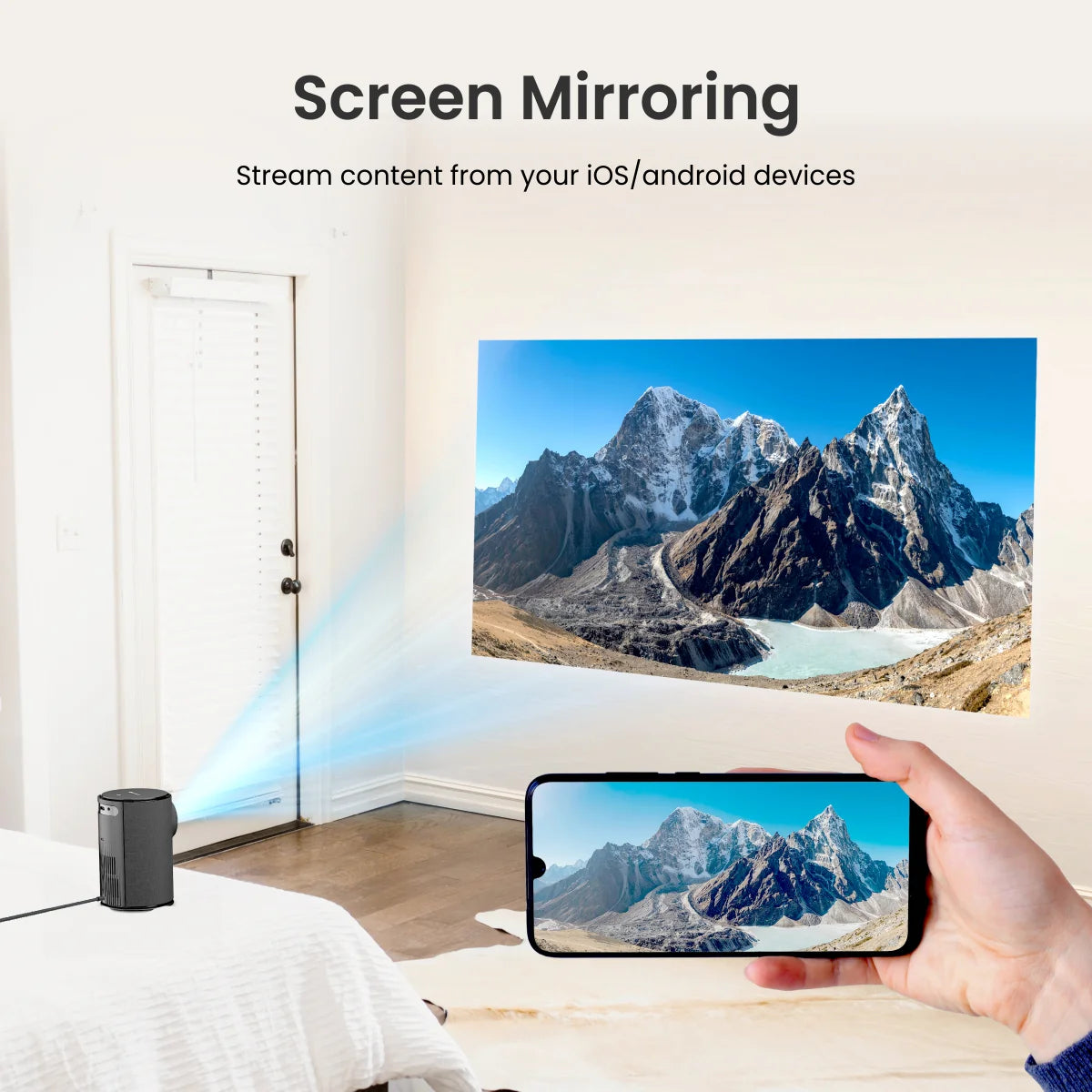 PORTRONICS Beem 410 Android 9.0 Smart LED Projector | 1080p HD Resolution | 3600 Lumens | up to 200