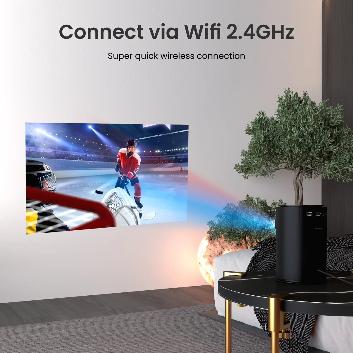 PORTRONICS Beem 410 Android 9.0 Smart LED Projector | 1080p HD Resolution | 3600 Lumens | up to 200