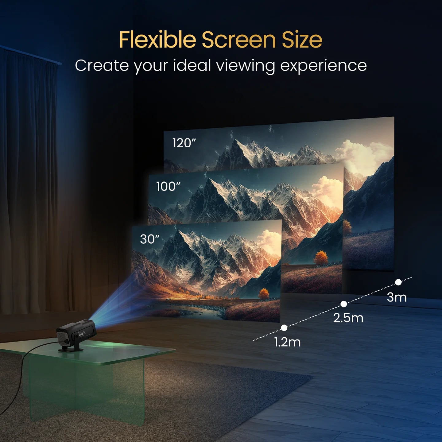 PORTRONICS Beem 470 Smart LED Projector | Streaming Apps | 1080p Full HD | 4500 Lumens | Angle Adjustable