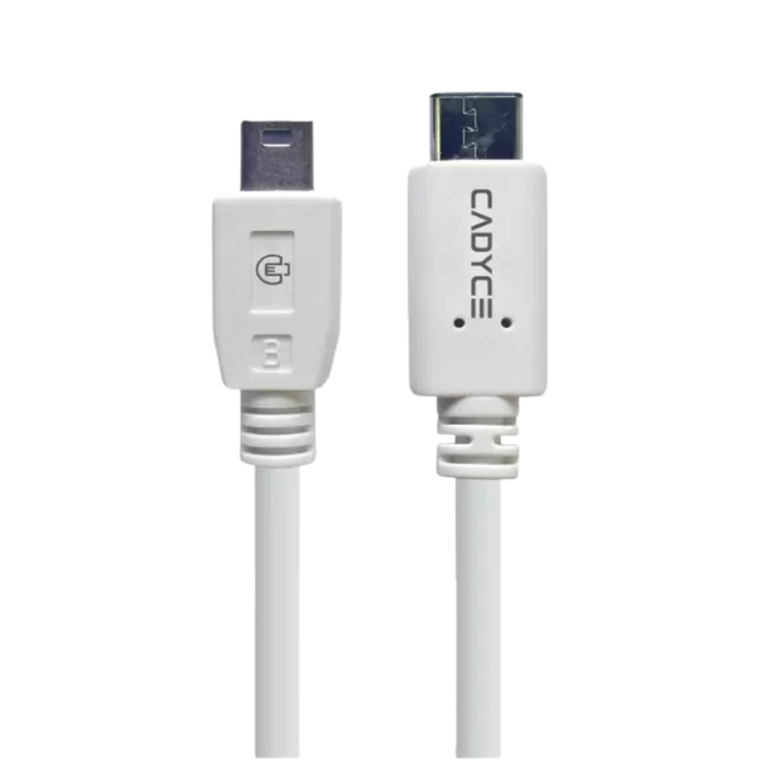 Cadyce USB-C to 5 Pin Mini-B Cable - 480Mbps, 0.5A, 1.2M, White