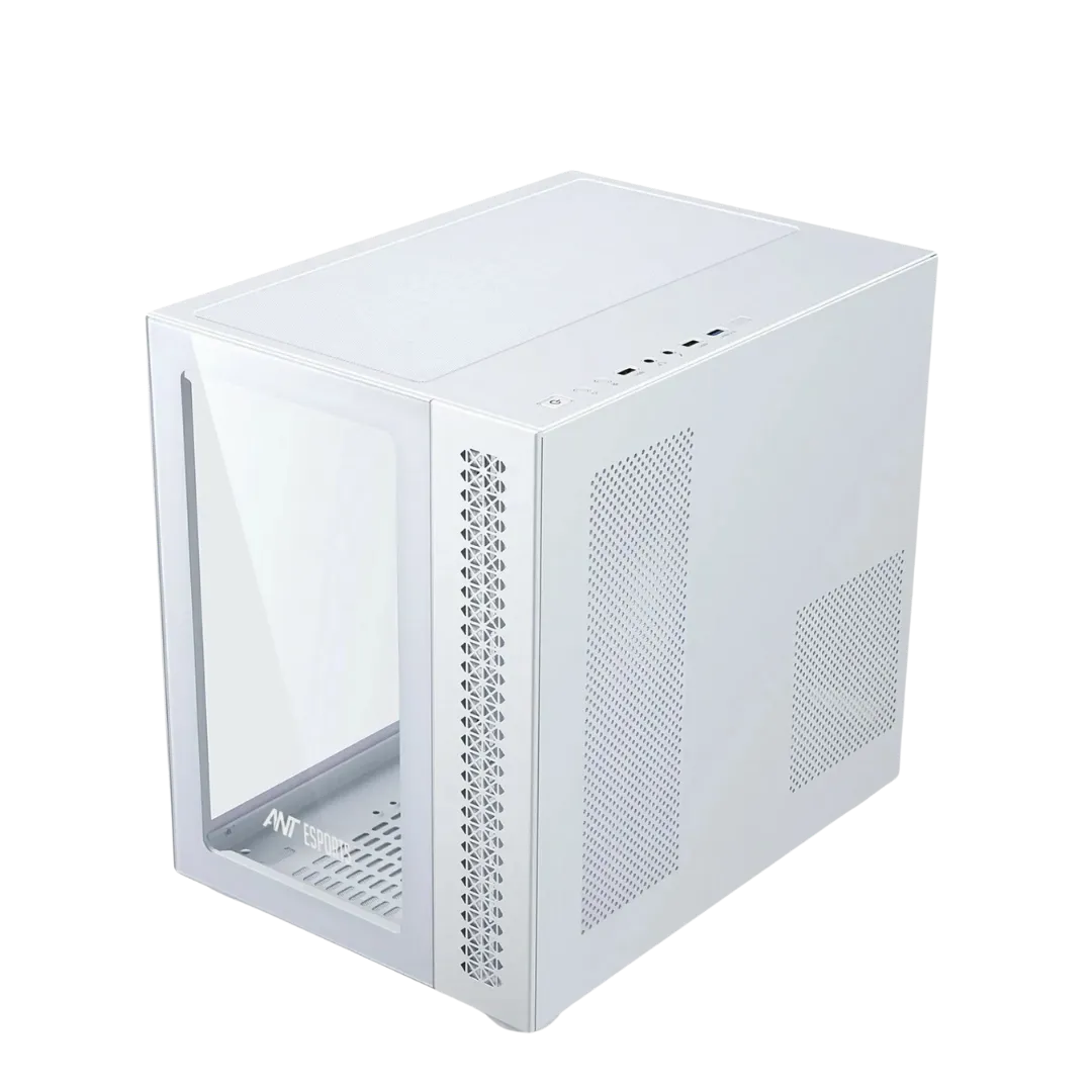 Ant Esports Crystal Dual-Chamber ARGB Gaming Cabinet – White